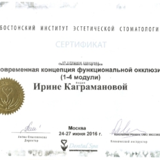 Сертификат Каграманова Ирина Николаевна